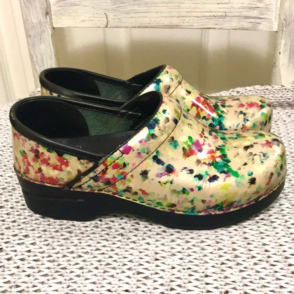 dansko watercolor clogs